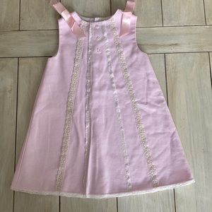 Luli & Me Pink Pique Sleeveless Dress Flower Embroidery Lace 3T Please READ